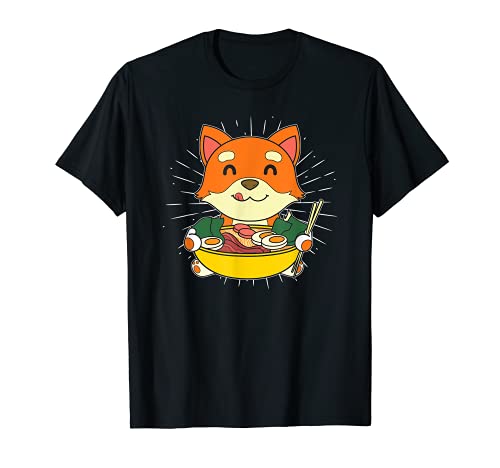 Otaku Kawaii Animal Perro Amante De Ramen Raza Shiba Inu Camiseta