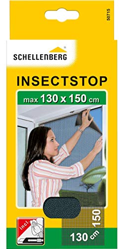 Schellenberg 50715 Mosquitera, protección Anti Insectos y Moscas para Ventanas, Lavable, sin taladros, MAX. 130 x 150 cm, Antracita