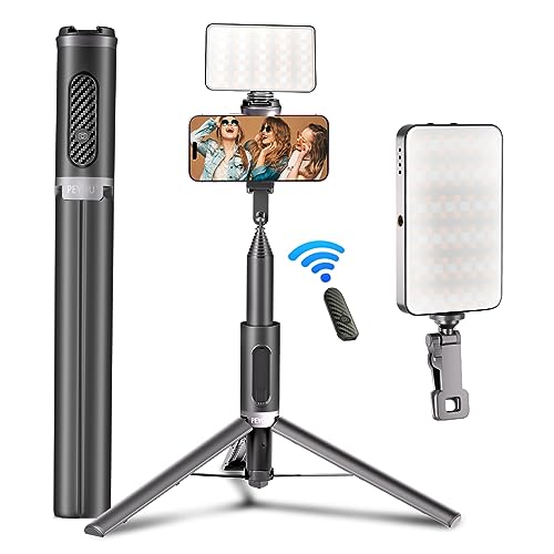 Palo Selfie Trípode con Luz de Relleno, PEYOU 152CM Palo Selfie con Control Remoto Bluetooth Desmontable, 270° Clip de Teléfono para iPhone/Android/Samsung etc.