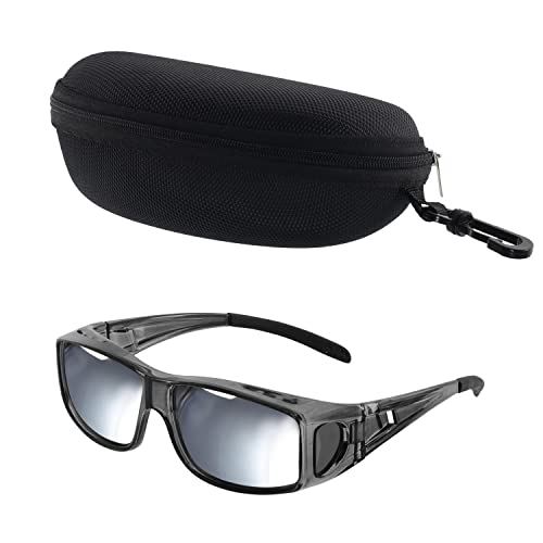 BEZZEE PRO Gafas de Sol Polarizadas para Usar Sobre Gafas Graduadas - Gafas Sol Superpuestas con Estuche - Protección UVA 400 - Antirreflejos, Polarizada - Para Pesca y Golf - Hombres y Mujeres