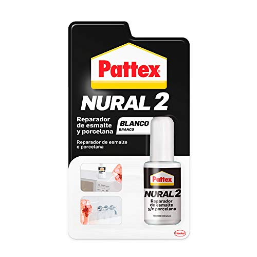 Pattex Nural 2 Reparador de esmalte y porcelana, esmalte permanente blanco para desconchados, golpes y rozaduras, esmalte profesional con múltiples aplicaciones, 1 x 50 g