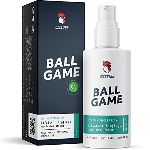 Desodorante íntimo en spray para hombre 'Ball Game' – Desodorante para el cuidado íntimo after shave para frescor y contra los olores en la zona íntima, 50ml, de Groomed Rooster – MADE IN GERMANY