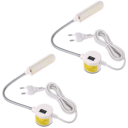 Lixada 2PCS 6W LED Máquina de Coser Lámpara de Luz Base Fija Tubo Flexible Diseño de Cuello de Ganso para Tareas Domésticas