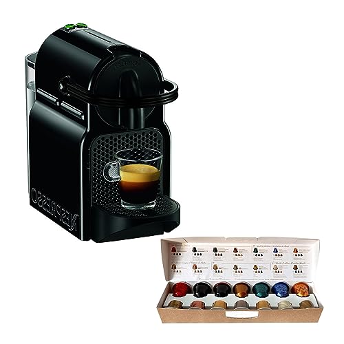 Nespresso De'Longhi Inissia EN80.B - Cafetera monodosis de cápsulas Nespresso, 19 bares, apagado automático, color negro, Incluye pack de bienvenida con 7 cápsulas