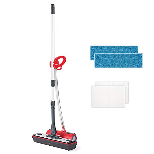 Polti Moppy Red Floor Cleaner con vapor, inalámbrico, para todo tipo de suelos y superficies verticales lavables, elimina y elimina el 99,9% * de virus, gérmenes y bacterias
