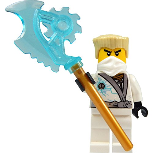 LEGO Ninjago -Minifigura Zane Rebooted (Ninja Blanco) con Techno-Hoja Azul-Transparente