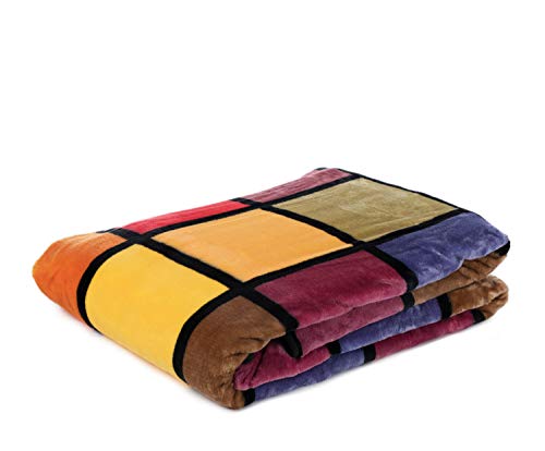 Gözze 40015-36-5020 Antigua - Manta (Lavable, Microfibra, 150 x 200 cm, Certificado de Calidad Ökotest 100), Color Naranja, Rojo y Amarillo