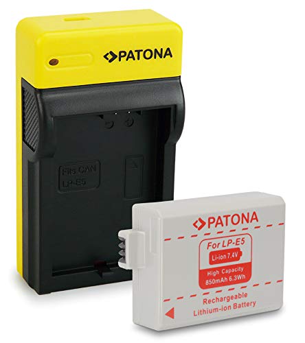 PATONA Batería LP-E5 con Estrecho Cargador Compatible con Canon EOS 1000D, 500D, 450D, Rebel T1i, XS, Xsi