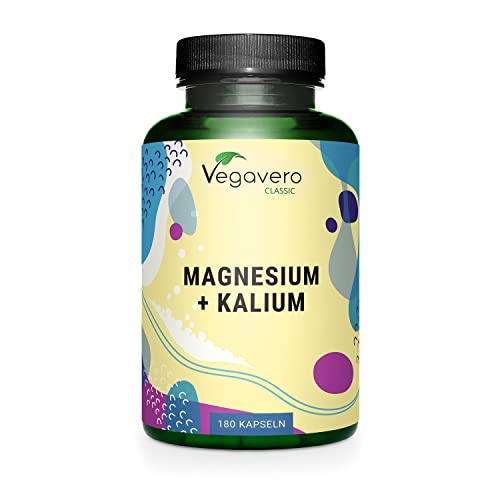 Magnesio + Potasio Vegavero® | 180 Cápsulas | SIN ADITIVOS | Citrato de Magnesio | Analizado en Laboratorio | Electrolitos & Sales Minerales | Vegano