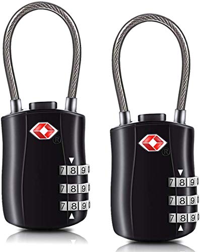Candados de seguridad TSA Locks, EMIUP TSA aprobados por la TSA, candado de seguridad de 3 dígitos TSA - Candados de combinación negros para maletas de viaje, mochila o bolsa (2 paquetes)