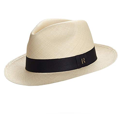 RACEU HATS Sombrero Panamá Original Cuenca Natural - Sombrero Mujer - Tejido a Mano - Cuenca - Montecristi - Sombrero de Paja Estilo Fedora - Panamá Tradicional Hombre
