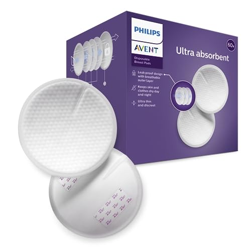Philips Avent SCF254/61 - Discos absorbentes de lactancia desechables, pack de 60 discos absorbentes para usar de día o de noche, Blanco