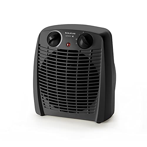 Taurus Gobi-Calefactor, termoventilador, silencioso, 2000 W, termostato Ajustable, función ventilación, 2 Posiciones de Calor, asa de Transporte, plastico, Negro