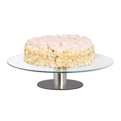 Relaxdays Plato giratorio para tartas, base, plato para decorar, plato giratorio para tartas, 30 cm de diámetro, transparente, 1 pieza