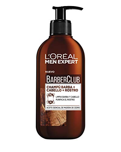 L'Oréal Paris Men Expert - Barber Club Champú 3 en 1 para barba, cabello y rostro, 400 ml (2 unidades de 200ml c/u)