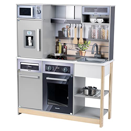 Theo Klein 7194 Miele Family Kitchen I Wood kitchen with Stove Including Light and Sound Function I Accessories to Play I Toys for Children Aged 3 and over