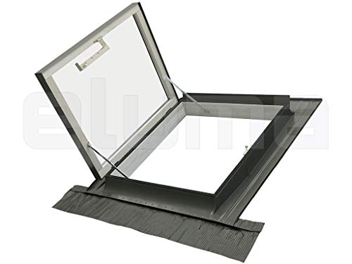 Claraboya - Ventana para tejado 'CLASSIC LIBRO' (Apertura lateral) Tragaluz por el acceso al techo/Doble vidrio/Tapajuntas incluido (78x78 Base x Altura)