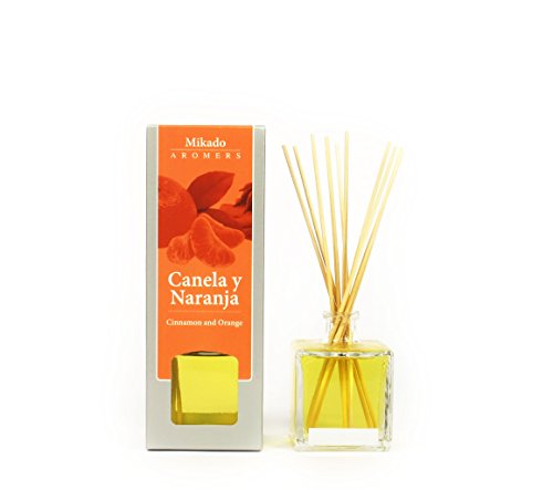 Aromers - Ambientador de Hogar Mikado - Fragancia 100 ml y 10 Palitos Rattan - Aroma Duradero a Canela y Naranja - Ideal para Perfumar y Decorar tu Casa