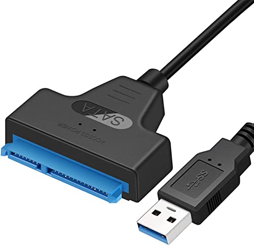 Cable SATA a USB, Adaptador de USB a Disco Duro SATA III Compatible con HDD y SSD de 2,5', Soporta Windows XP/Vista/7/8/10 y Mac OS ECC (SATA III, 2,5')