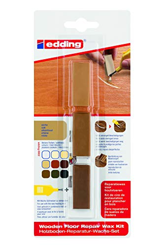 edding 8902 juego de cera reparadora de suelos de madera - roble - 3 ceras duras - para reparar daños y arañazos en suelos de madera