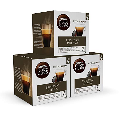 Nescafé Dolce Gusto Cápsulas de café Espresso Intenso Magnum; Café Intenso elaborado con granos de óptima calidad y aroma,3 cajas de 30 cápsulas - 90 Cápsulas
