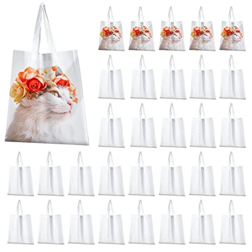 Bolsas de sublimación para sublimación, bolsas de poliéster en blanco, bolsas de lona de sublimación, bolsas de comestibles reutilizables para manualidades (40 piezas)