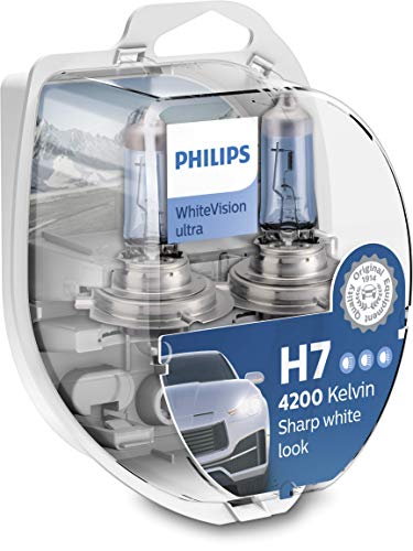 Philips 12972WVUSM WhiteVision - bombilla para faros delanteros de coches - (H7, 55 W, Halógeno, Luces largas y cortas, PX26d, 4200 K, blanco intenso)