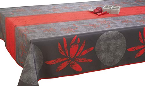 Mantel Antimanchas Lotus rojo - tamaño : Rectangular 150x240 cm