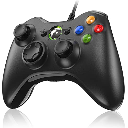 Mando para Xbox 360, Mando PC, USB Mando para Xbox 360/Xbox 360 Slim/PC Win7/8/10/XP Joystick Gamepad con Doble Vibración Wired Controlador