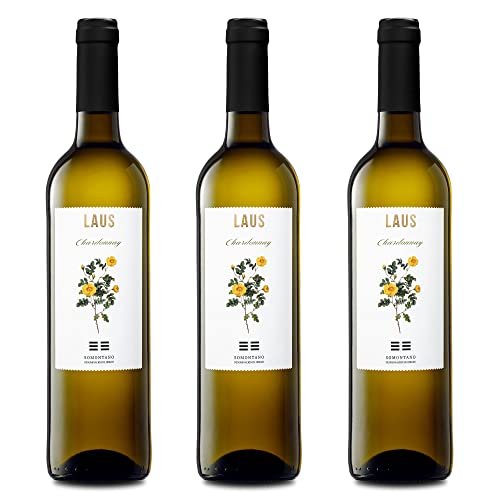 LAUS - Estuche de Vino 3 Botellas Chardonnay - Vino Blanco - Denominación de Origen Somontano - 3 Botellas de 75 cl - Elaborado con Variedad Chardonnay - Aroma Frutal