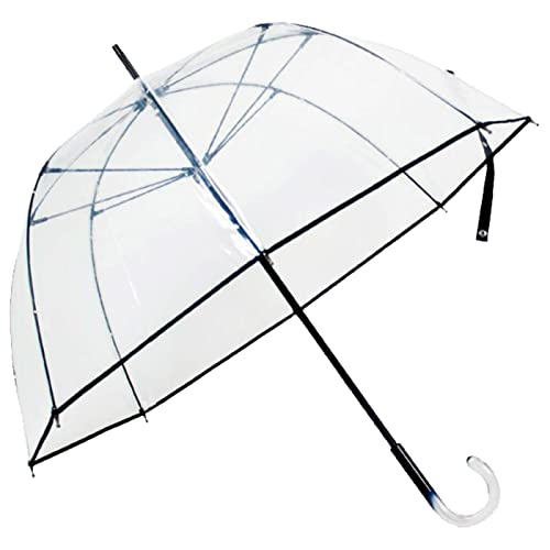 Acan Tradineur - Paraguas largo transparente - Mango acristalado - Fabricación en PVC - 8 Varillas - Evita los días lluviosos con elegancia - Color Aleatorio