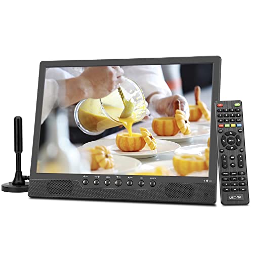 KCR TV portátil de 14.1 pulgadas DVB-T2,Freeview,Batería recargable,Puerto USB,Mando a distancia,Entrada AV,Entrada HDMI