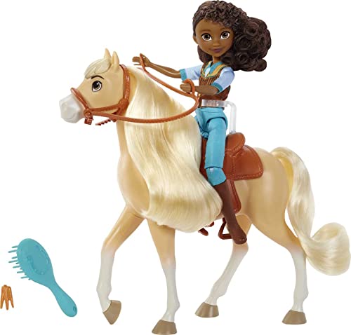 Dreamworks Spirit Spirit Rescue Ranch Pru y Chica Linda Muñeca con caballo de juguete y accesorios, regalo para niñas y niños +3 años (Mattel HFB90)