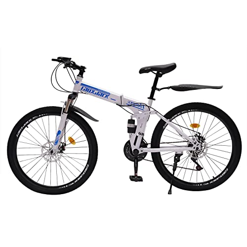 RainWeel Bicicleta de montaña plegable de 26 pulgadas, 21 velocidades, bicicleta plegable de montaña, para niños, niñas, mujeres y hombres