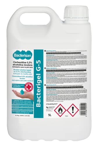 Gel hidroalcohólico Bacterigel G-3 garrafa de 5 litros | Solución hidroalcohólica autosecante para piel y manos | Hidrogel desinfectante de manos