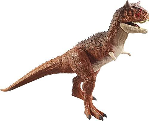 Jurassic World Carnotaurus Super Colosal Dinosaurio articulado 60cm, figura de juguete para niños (Mattel HBY86)