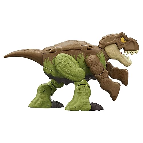 Jurassic World Fierce Changers Peligro Doble T-Rex verde Dinosaurio de juguete se transforma en Ankylosaurus, +4 años (Mattel HLP06)