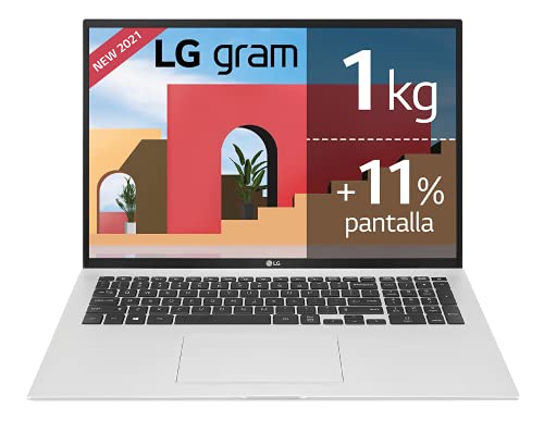 LG Gram 17Z90P-G.AA88B - Ordenador Portátil i7 17 pulgadas ultrafino, Windows 11 Home, 16GB RAM, 512GB SSD, Teclado QWERTY, color Blanco