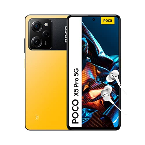 POCO X5 Pro 5G - Smartphone de 6+128GB, Pantalla de 6.67” 120Hz FHD+ POLED, Snapdragon 778G, Camara pro-grade 108MP, 5000mAh, NFC, Amarillo (Versión ES + 3 años de garantía)