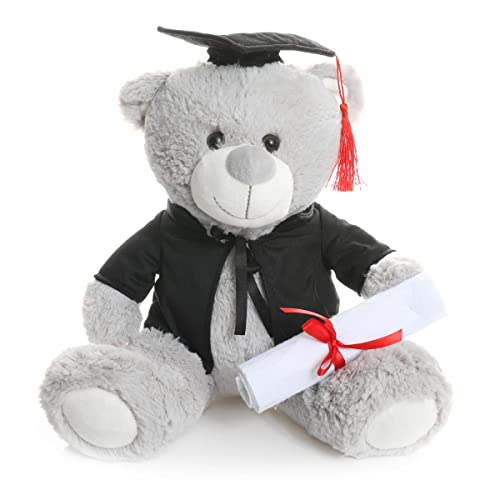 FURRY PLANET TOYS Oso de peluche de graduación de 23 cm, regalo para ella, bonito oso con pergamino, bata y sombrero