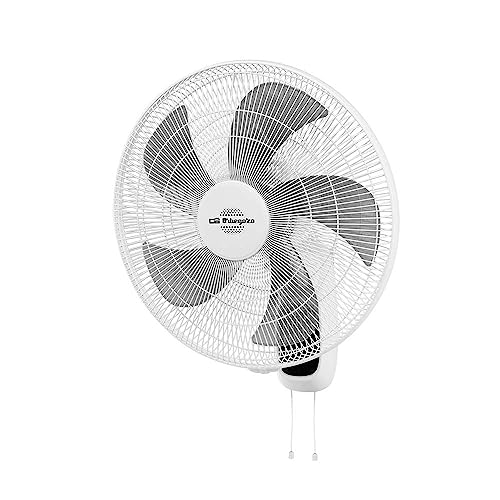 Orbegozo WF 0146 - Ventilador de pared. Potencia: 60W. 5 aspas. Diametro 45 cm. 3 velocidades de ventilación. Función oscilante. Cabezal inclinable. Silencioso.