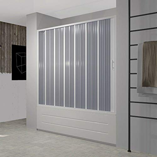 Puerta de Bañera 170 cm en PVC Plegable con Apertura Lateral H 150 cm Color Blanco Mod. Flex
