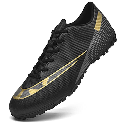 Topwolve Zapatillas de Fútbol para Hombre Profesionales Botas de Fútbol Aire Libre Atletismo Zapatos de Entrenamiento Zapatos de Fútbol,Negro,39 EU