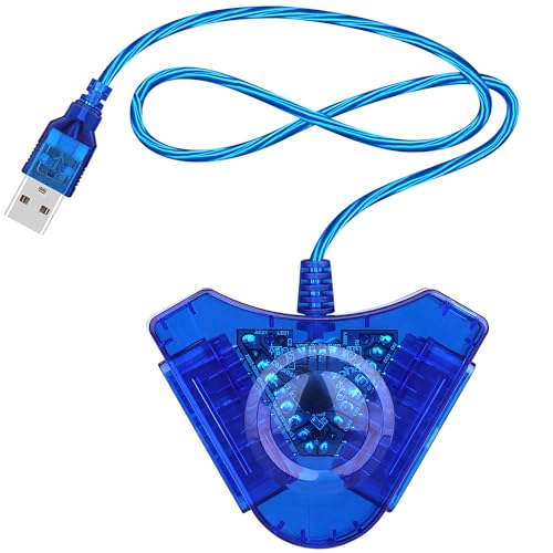 OSTENT Azul Dual USB Adaptador Cable Convertidor para Sony PS1 PS2 Mando con cable Gamepad Joystick a PC Portátil