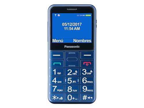 Panasonic KX-TU155EXCN Teléfono Móvil para Personas Mayores (Botón de emergencia SOS, Compatible con audífonos, Función de linterna, Botones grandes fácil uso, Pantalla a color de 2.3 pulgadas), Azul