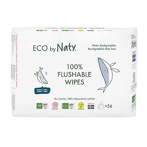 Eco by Naty Toallitas desechables wc para bebés - Toallitas húmedas compostables y de origen vegetal, sin productos químicos e hipoalergénicas, seguras para la piel sensible, 168 unidades (3x56)