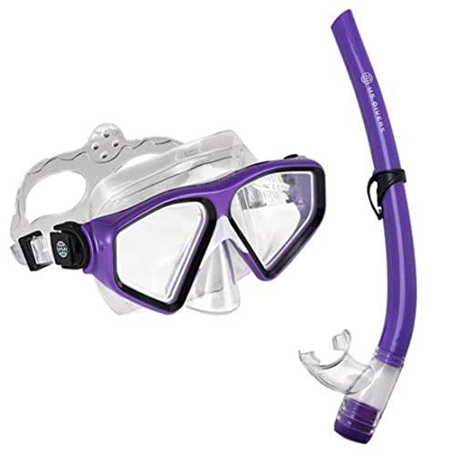 US.Divers Combo Tiki | Kit de Buceo para Adultos con máscara y Tubo con visión panorámica de 180°, protección UV, Lentes antiempañamiento y antifugas para excursiones acuáticas y esnórquel