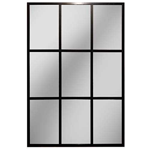 Espejo Ventana, Espejo Industrial, Aluminio Negro 120 x 80 cm