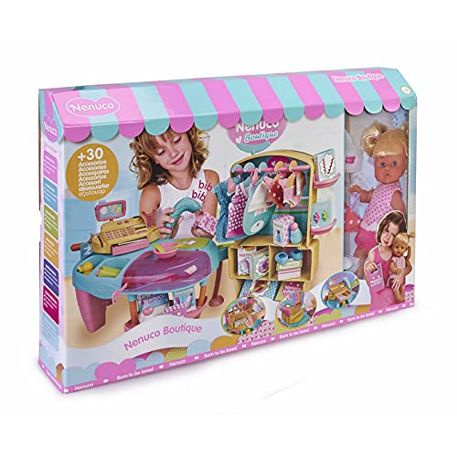 Nenuco- Boutique, muñeca bebé con Tienda de Ropa de Juguete, Multicolor (Famosa 700015835)