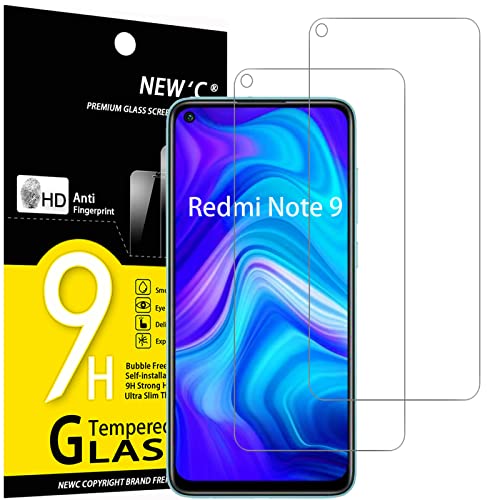 NEW'C 2 Piezas, Protector Pantalla para Xiaomi Redmi Note 9, Xiaomi Redmi 10X 4G, Cristal templado Antiarañazos, Antihuellas, Sin Burbujas, Dureza 9H, 0.33 mm Ultra Transparente, Ultra Resistente